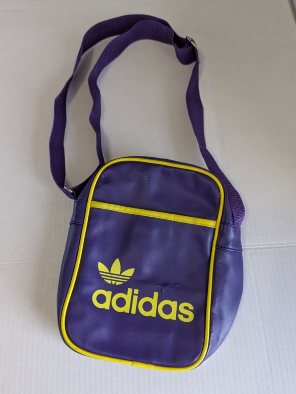 Adidas Vintage Rare Purple & Yellow Crossbody Bag Streetsyle Sporty Utility